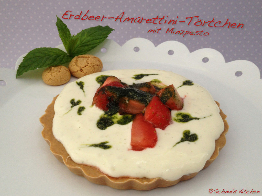 No Bake Erdbeer-Amarettini-Törtchen mit Minzpesto - Schnin&amp;#39;s Kitchen