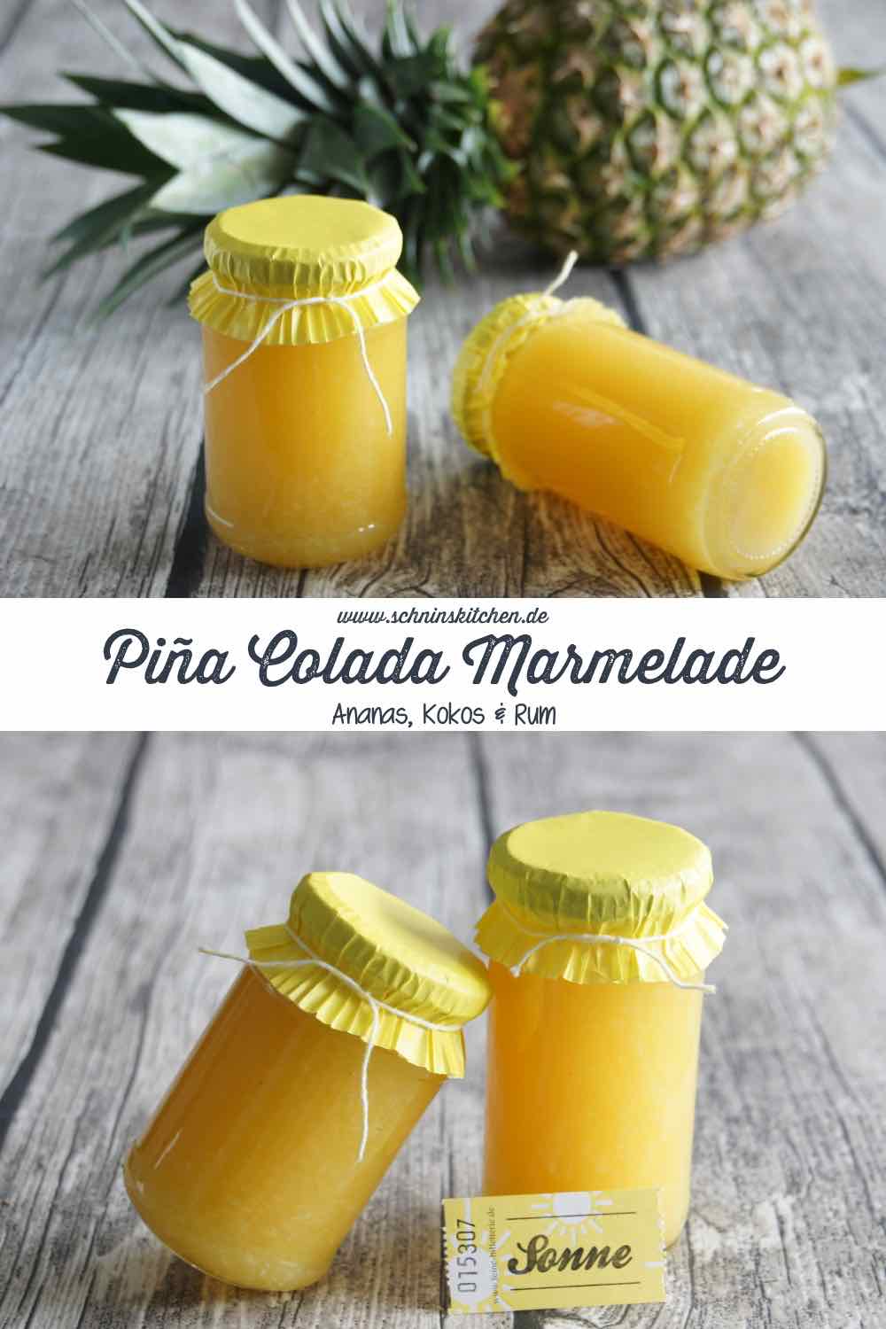 Piña Colada Marmelade - ein tolles Rezept mit Ananas, Kokosraspeln und einem Schuß Karibik-Rum. | www.schninskitchen.de
