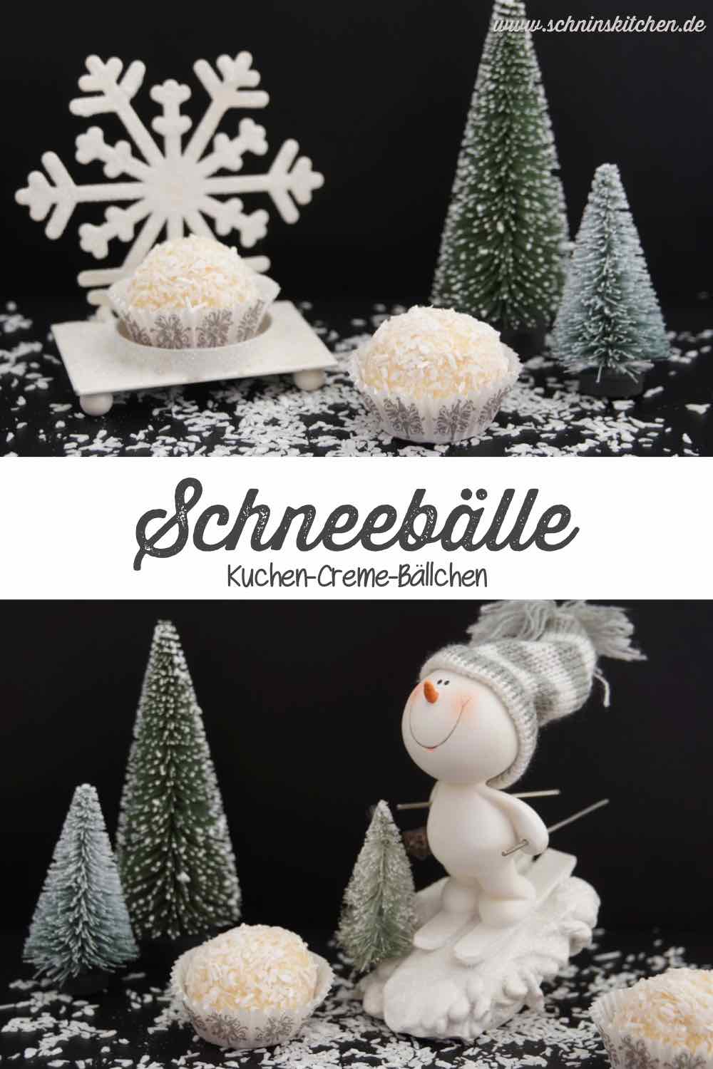 Schneebälle - leckere, kleine Kuchen-Creme-Bällchen mit Kokos und Amaretto | www.schninskitchen.de
