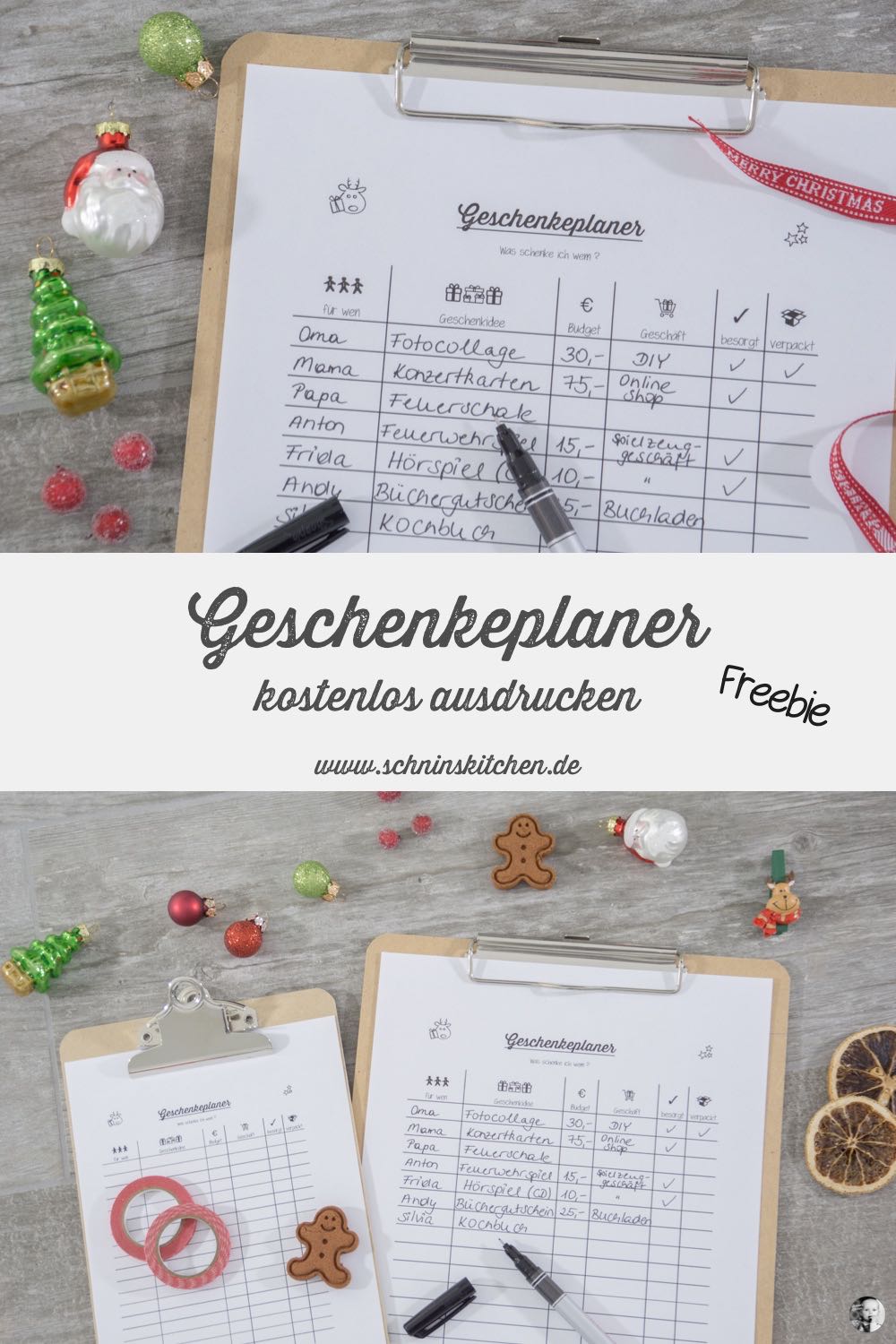 Geschenkeplaner für Weihnachten - Freebie | www.schninskitchen.de