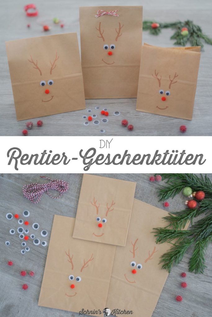 Rentier-Geschenktüten basteln zum Geschenke verpacken | www.schninskitchen.de