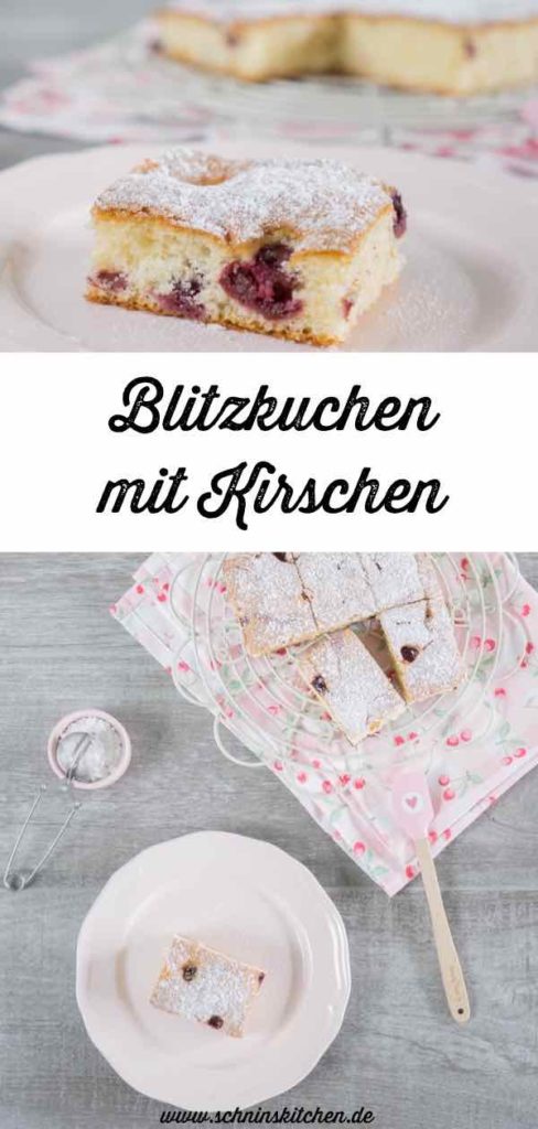 Rezept für Blitzkuchen mit Kirschen - versunkener Kirschkuchen vom Blech | www.schninskitchen.de